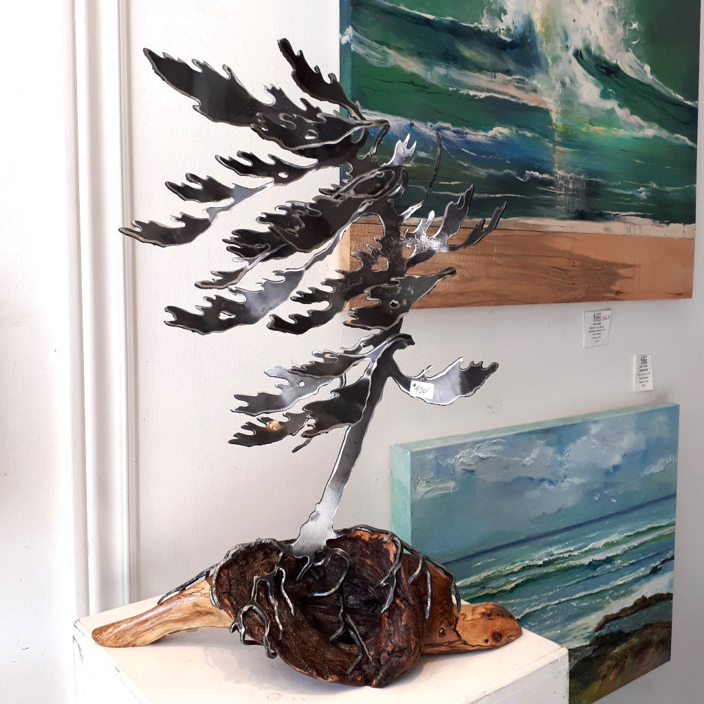 Cut-Steel Sculpture 420 - Tree on Spalted Maple