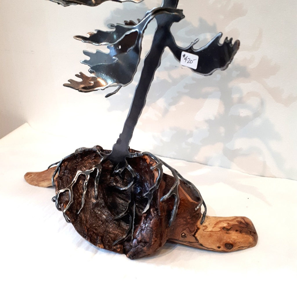 Cut-Steel Sculpture 420 - Tree on Spalted Maple