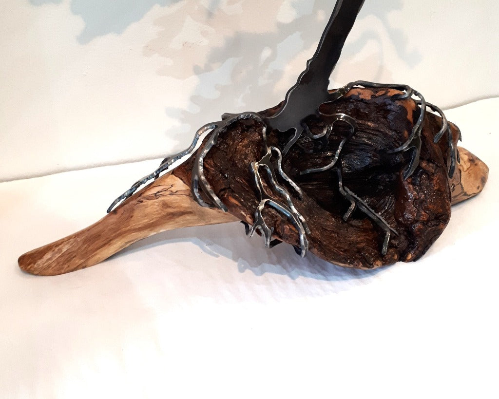 Cut-Steel Sculpture 420 - Tree on Spalted Maple