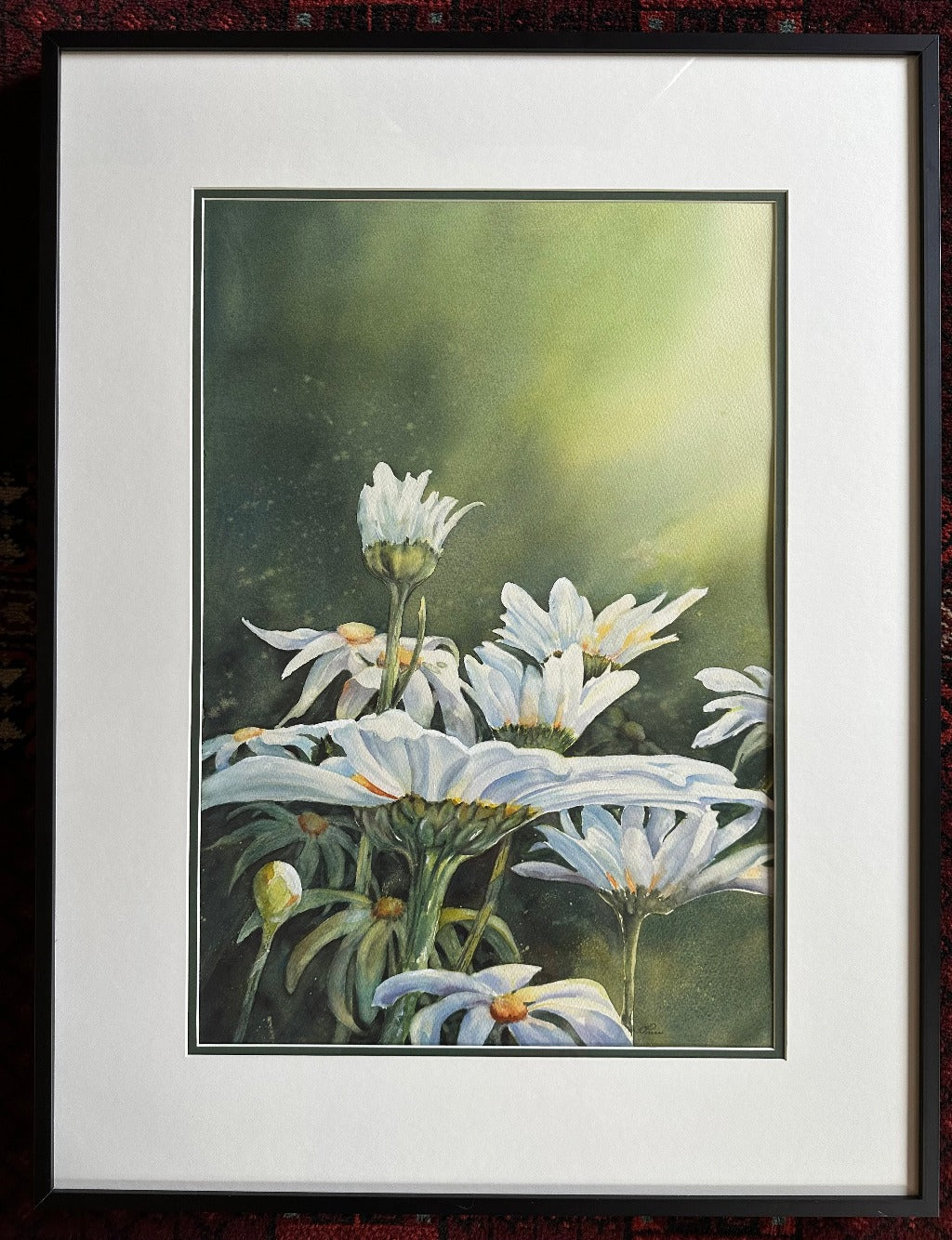Framed Original Painting - A CHEERFULNESS OF DAISIES