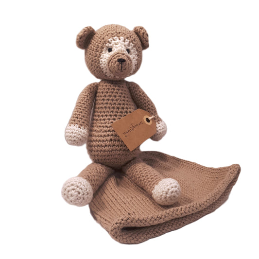 Baby Crocheted Animal & Matching Hat - Bear