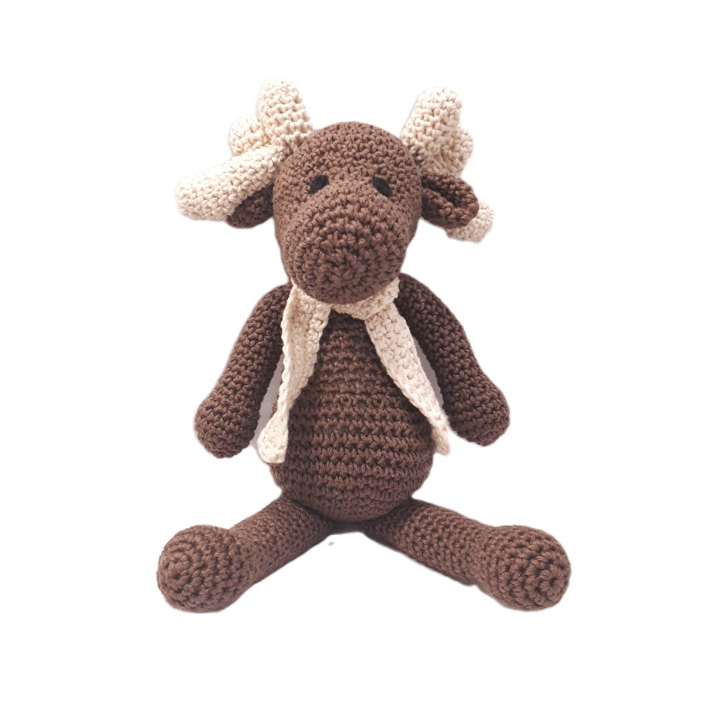 Baby Crocheted Animal & Matching Hat - Moose