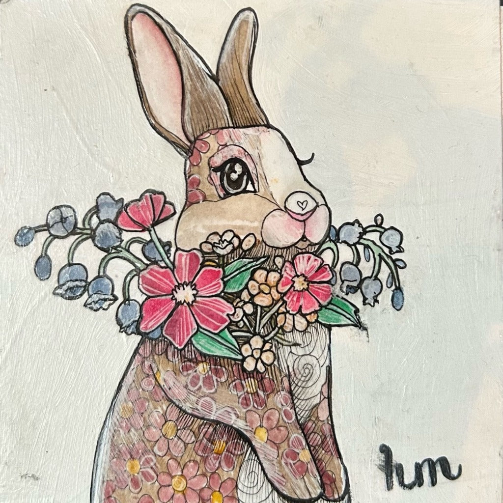 Original Ink, Pencil and Watercolour Work - APRIL THE BUNNY