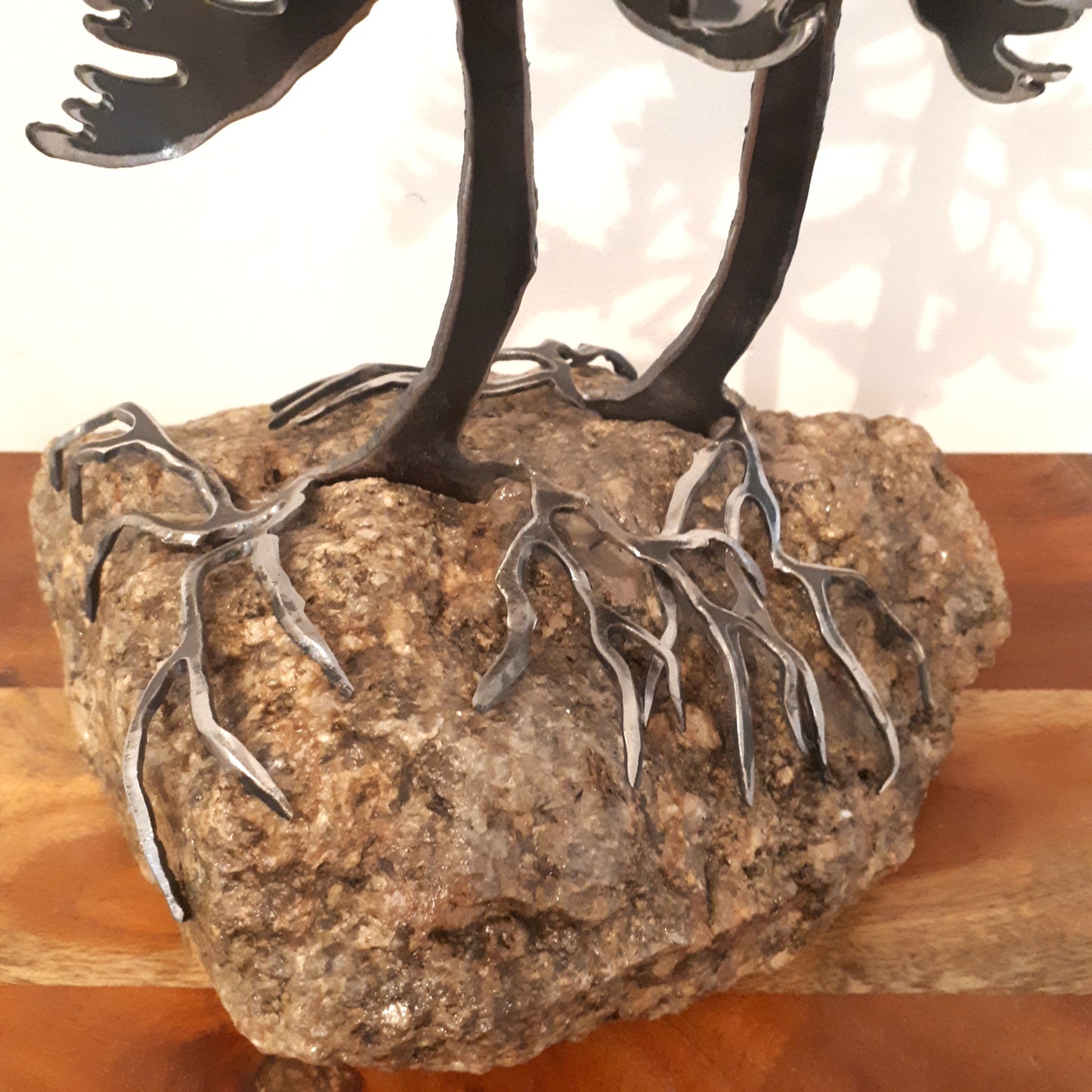 Steel Two-Tree Sculpture (325) on Canadian Rock