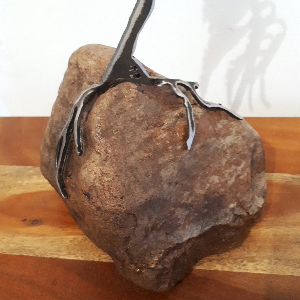 Cut-Steel Sculpture 150 - Tree on Granite - Made in Canada