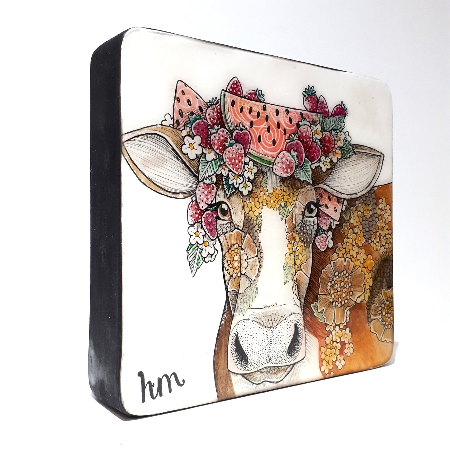 Original Ink and Pencil on paper - BERRY THE COW