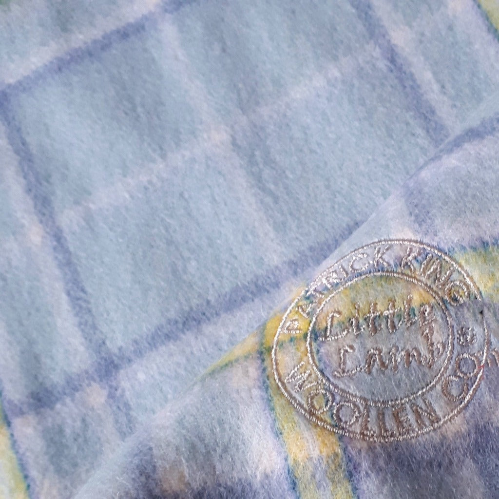 Tartan Baby Blanket - Lambs Wool Baby Blue