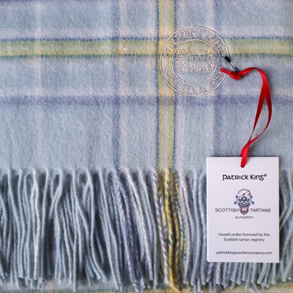 Tartan Baby Blanket - Lambs Wool Baby Blue