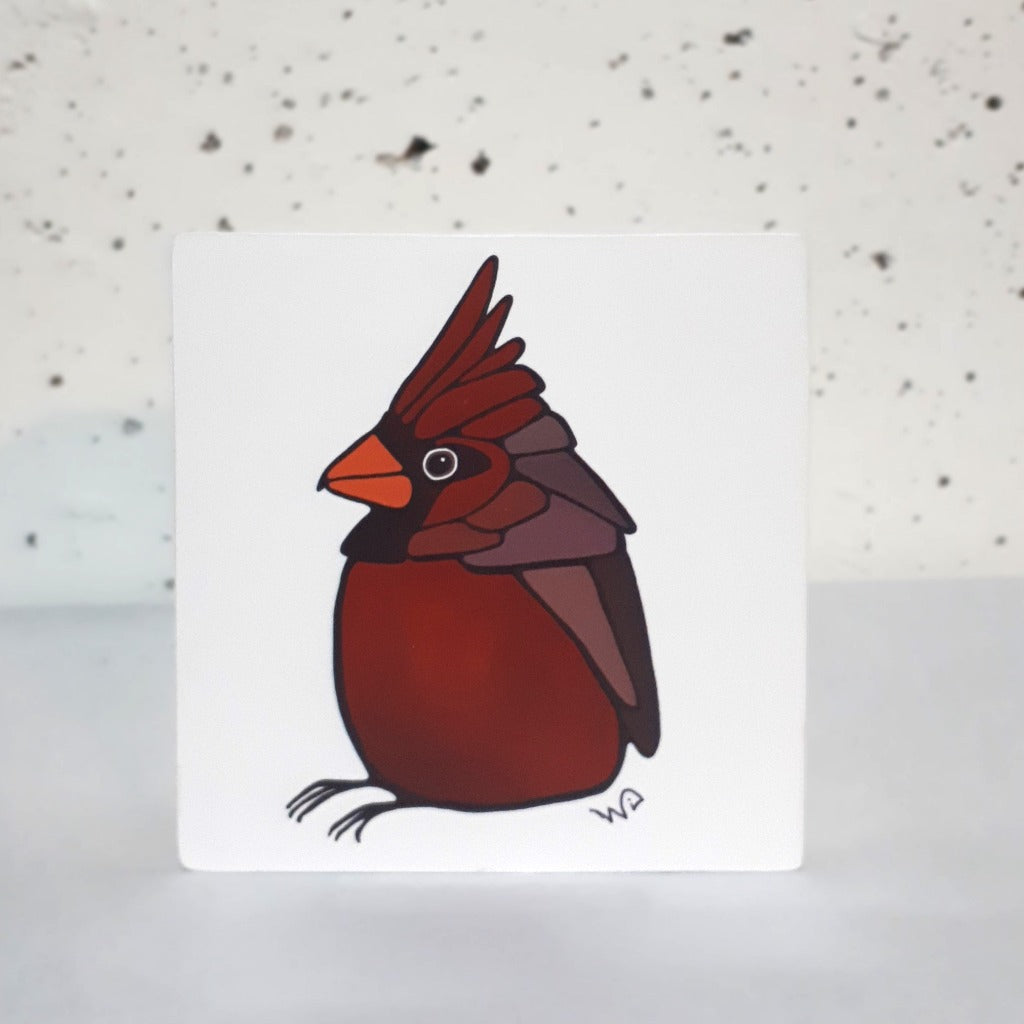 Print on Wood Block - CARDINAL 4" x 4"