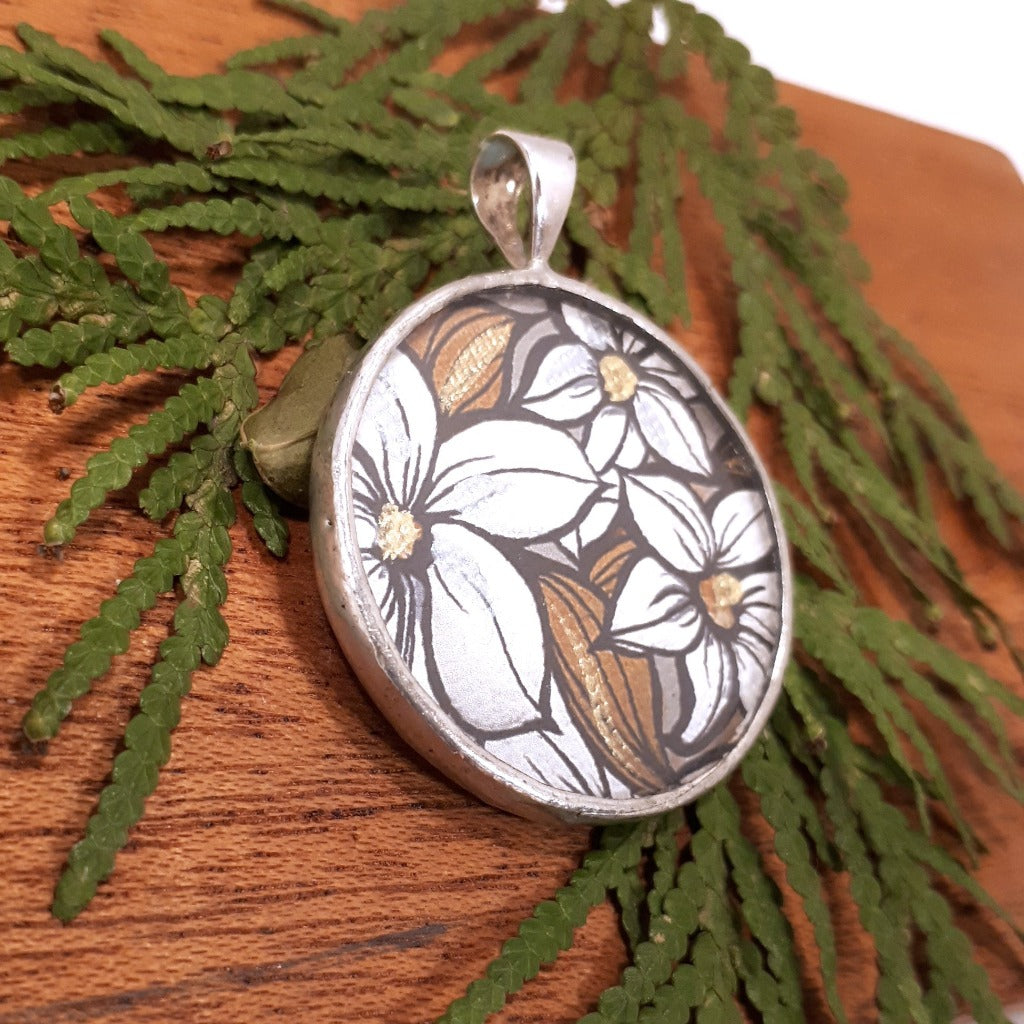 Framed Art Pendant - Dogwood Flowers