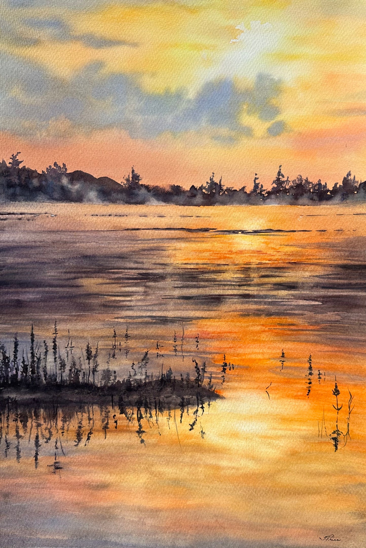 Framed Original Painting - GOLDEN EVENING