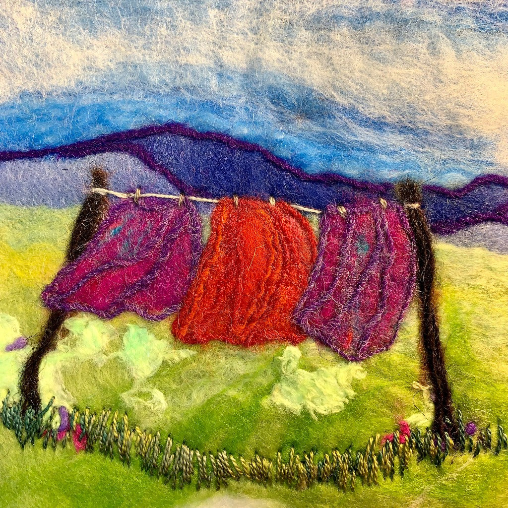 Original Felted Wool Landscape - LAUNDRY DAY