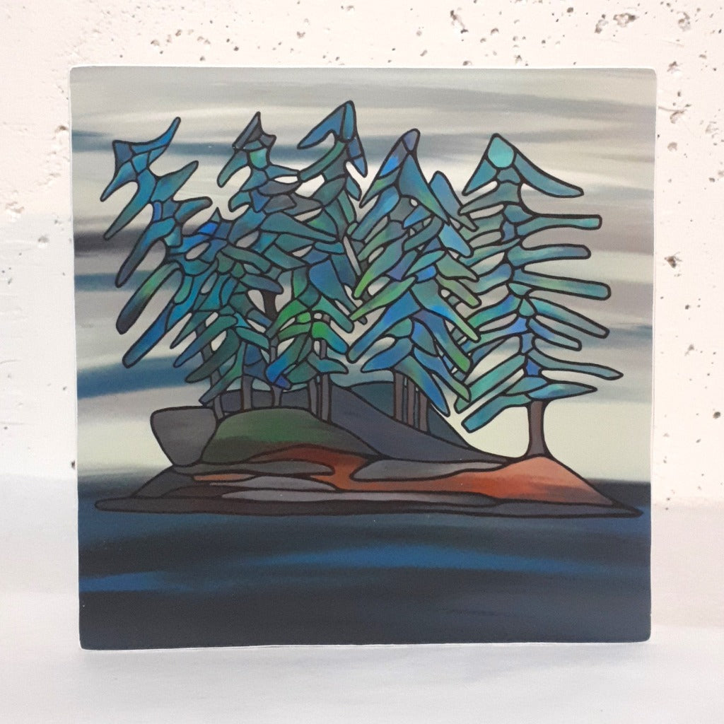 Print on Wood Block - LITTLE ISLAND 6" x 6"