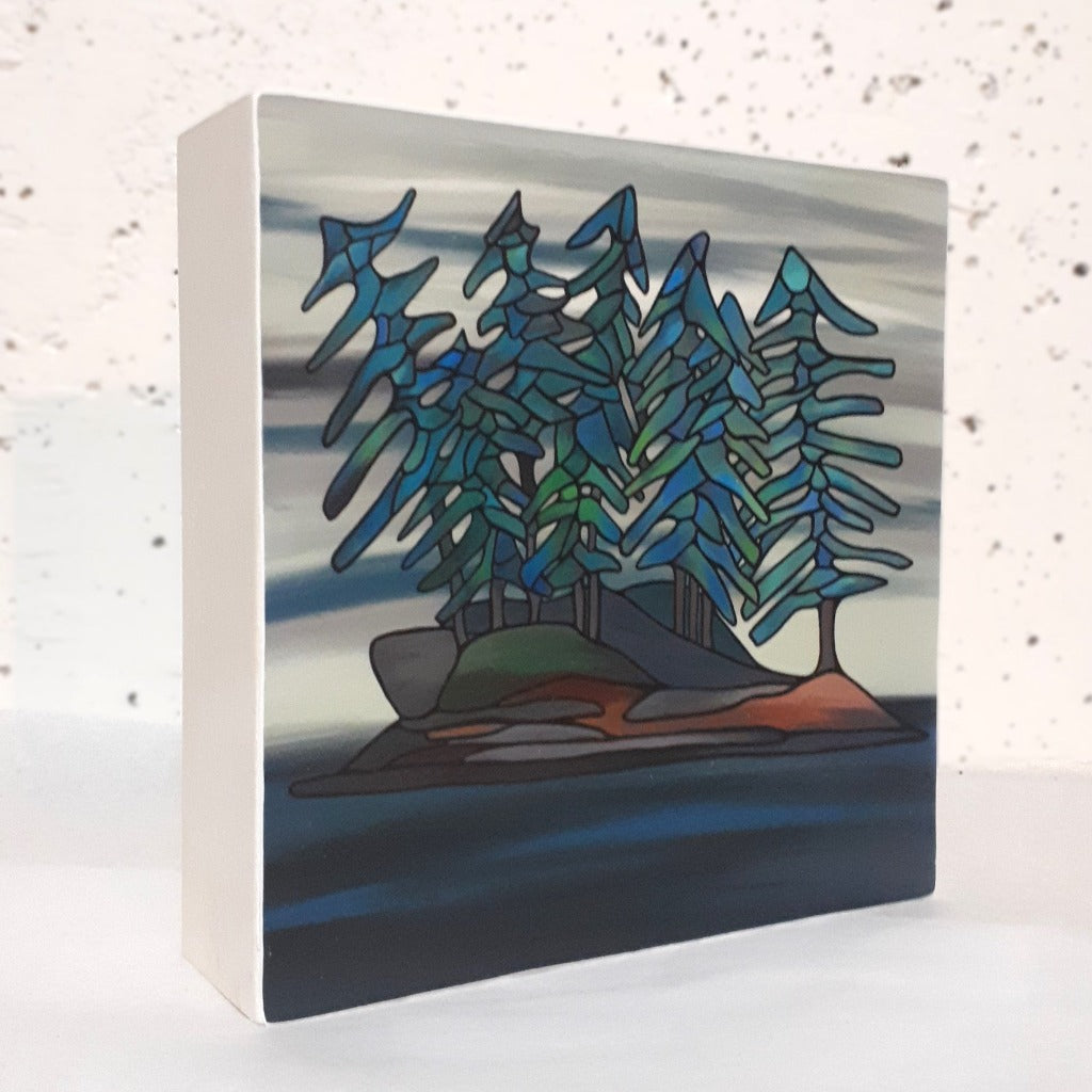 Print on Wood Block - LITTLE ISLAND 6" x 6"