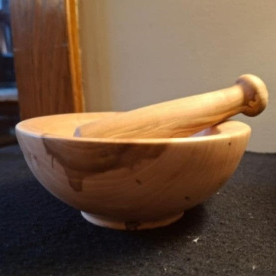 Wood-turned Mortar and Pestle - Apple wood