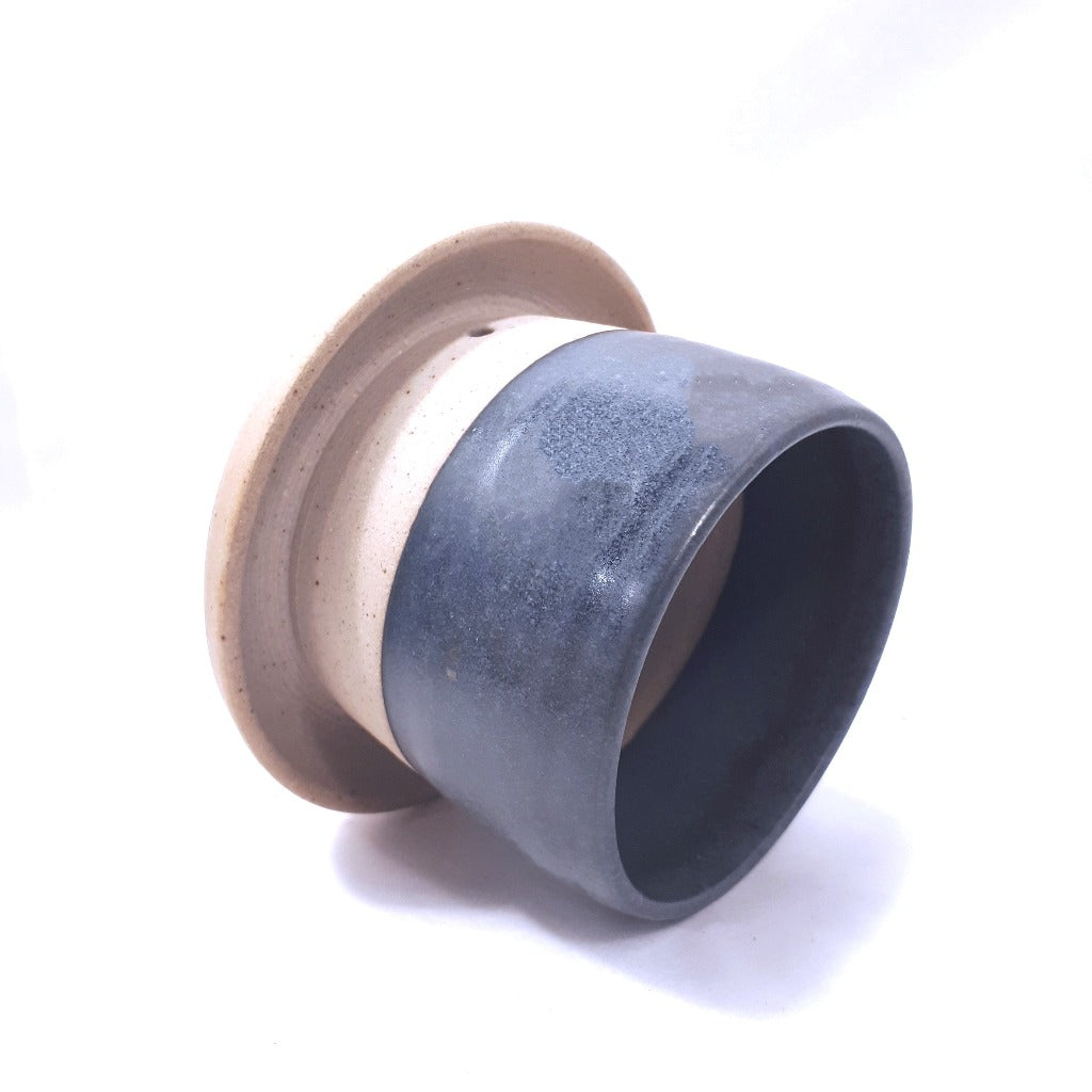Pottery Plant Pot with Saucer - Blue