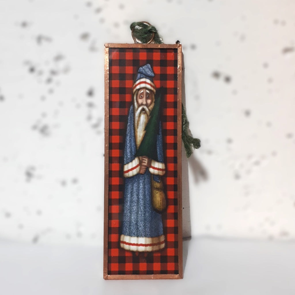 Christmas Ornament Soldered Glass - Santa
