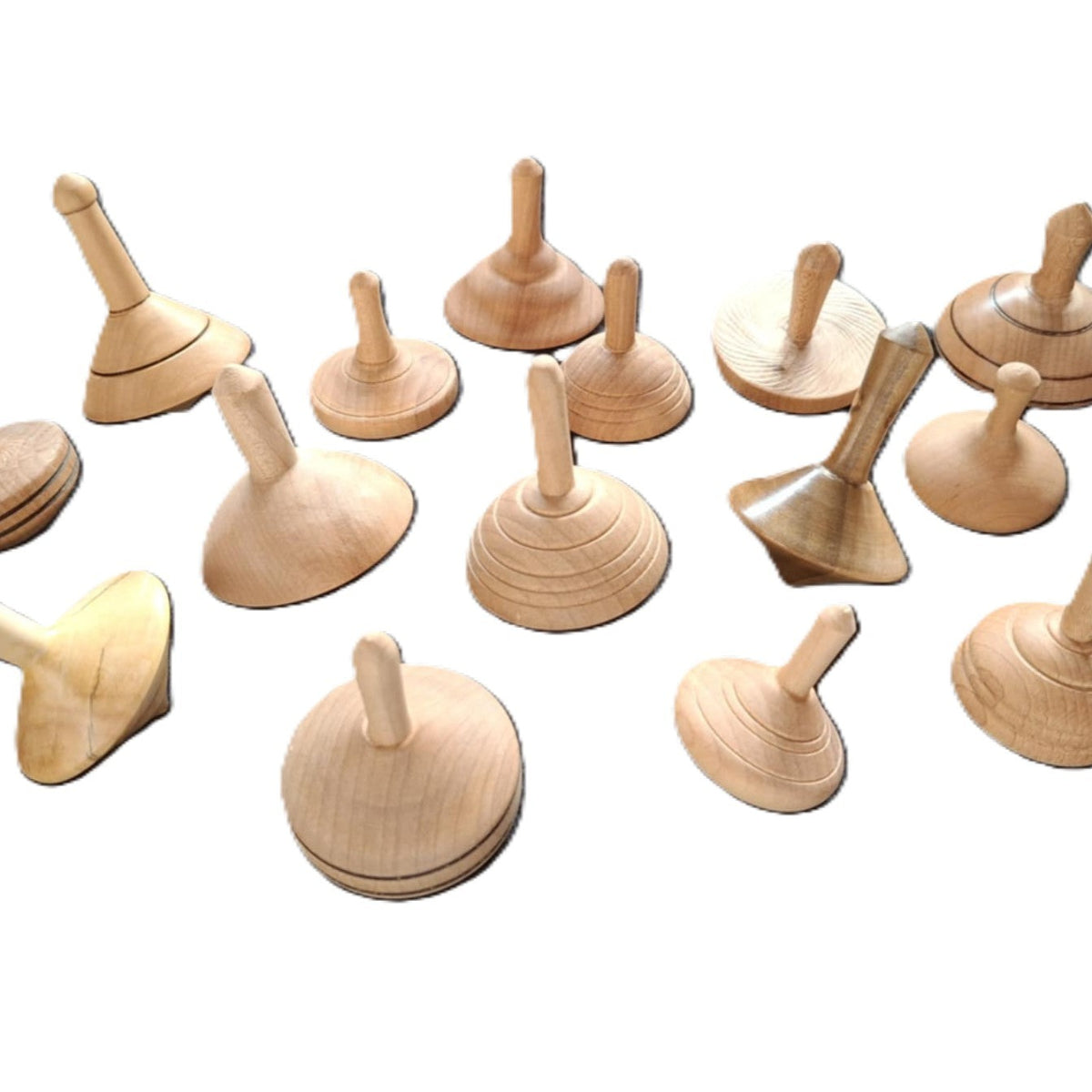 Spinning tops - natural finish