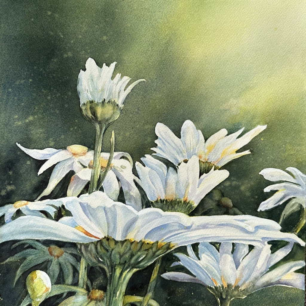 Framed Original Painting - A CHEERFULNESS OF DAISIES