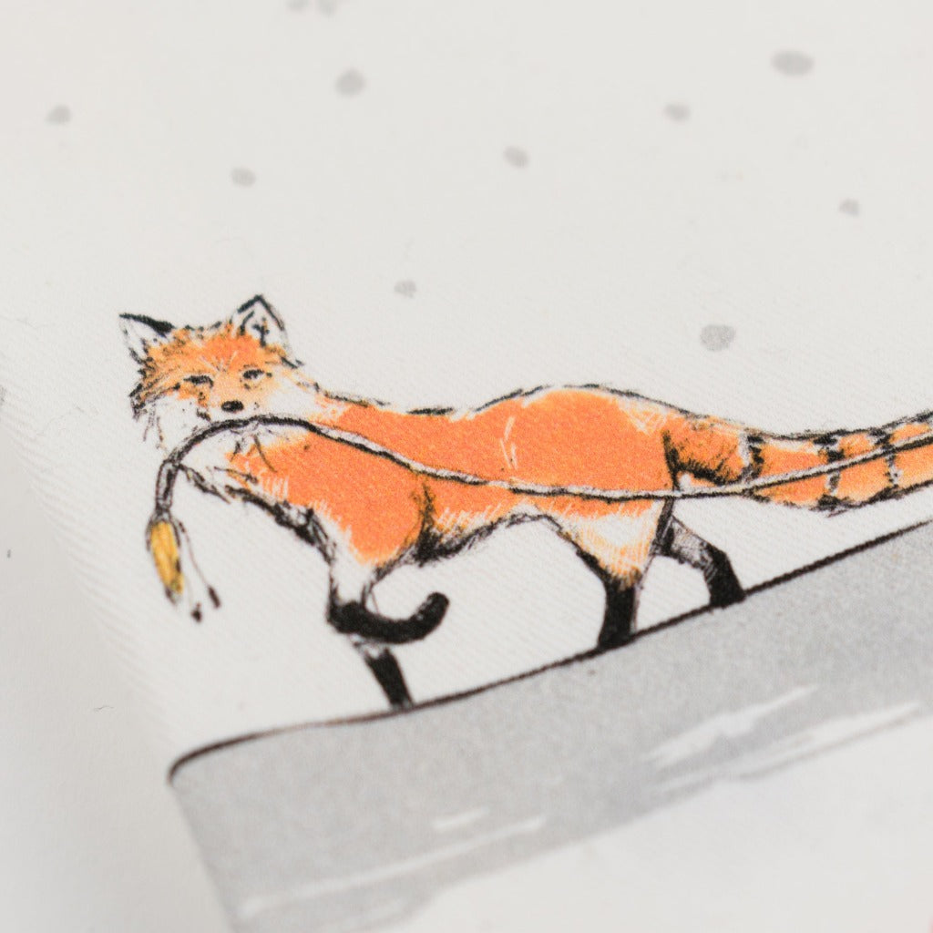 Tea Towel - Sleigh Bells Ring (Fox pulling sled)