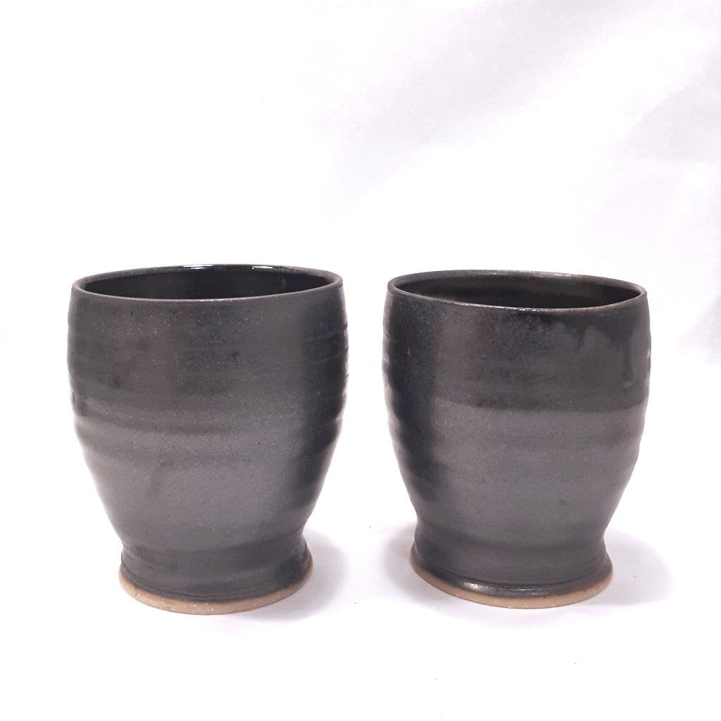 Pottery Wine/ Whiskey Cups - Set of Two - Black