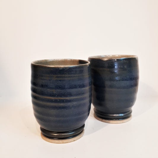 Pottery Wine Cups - Set of Two - Dark Blue