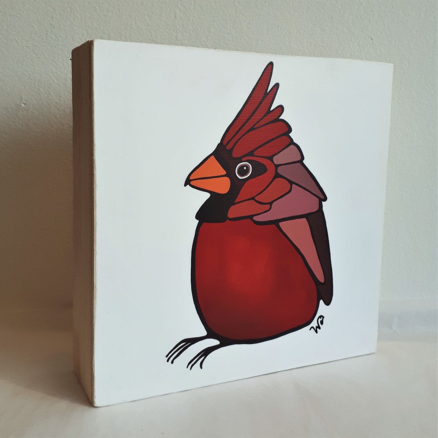 Print on Wood Block - CARDINAL 6" x 6"
