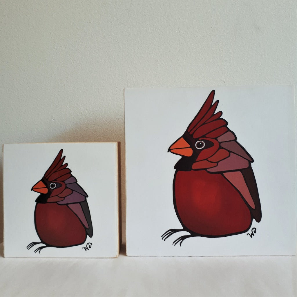 Print on Wood Block - CARDINAL 4" x 4"
