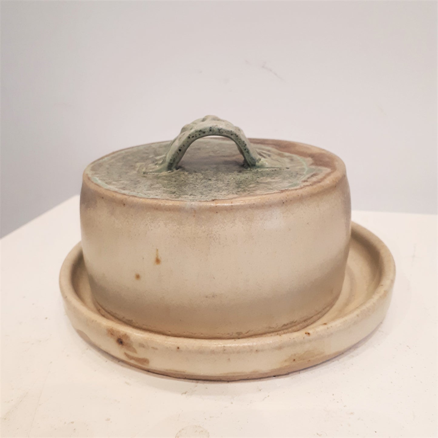 Pottery Butter Dish - Turquoise & Toast