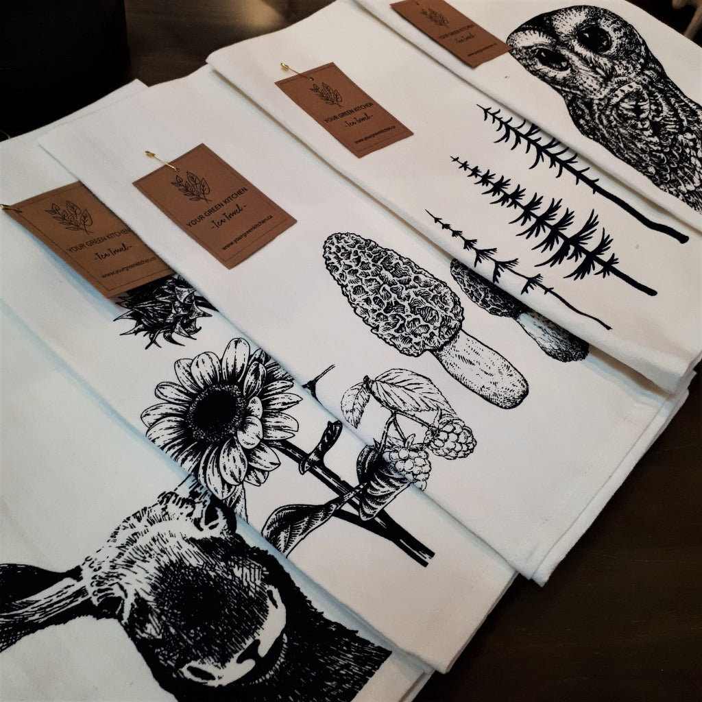 Tea Towel - Sunflowers, Nature, Moose, Owl