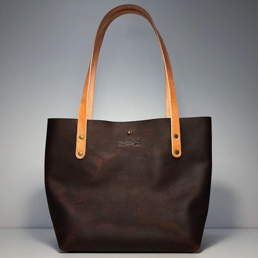 Big Bras D'or Handmade Leather Tote Bag - Brown or Navy Blue