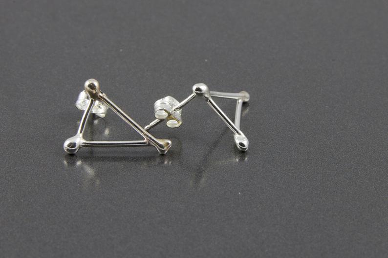 Earrings - Polished Sterling Silver Triangle Studs