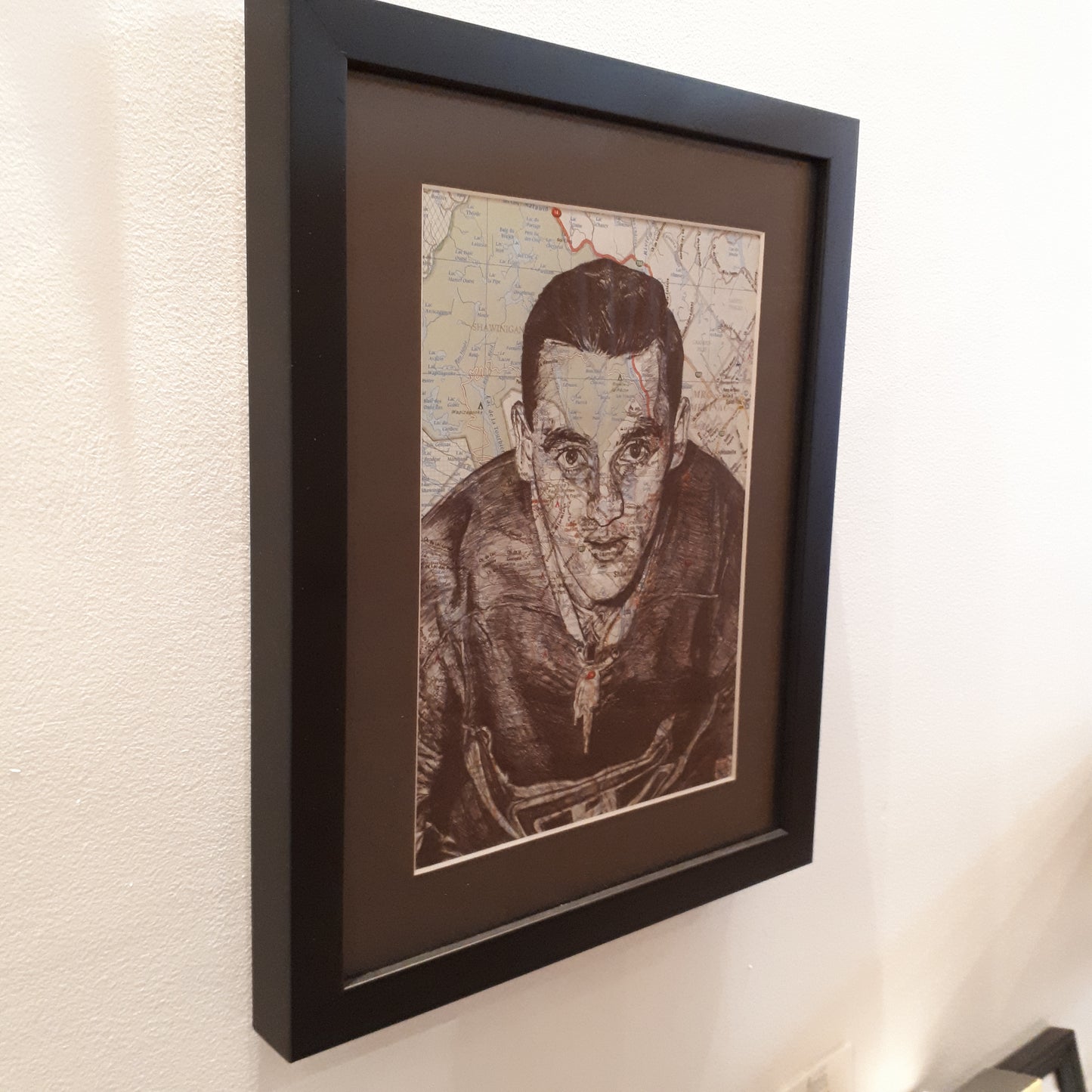 Original Pen and Ink Drawing on map - JACQUES PLANTE