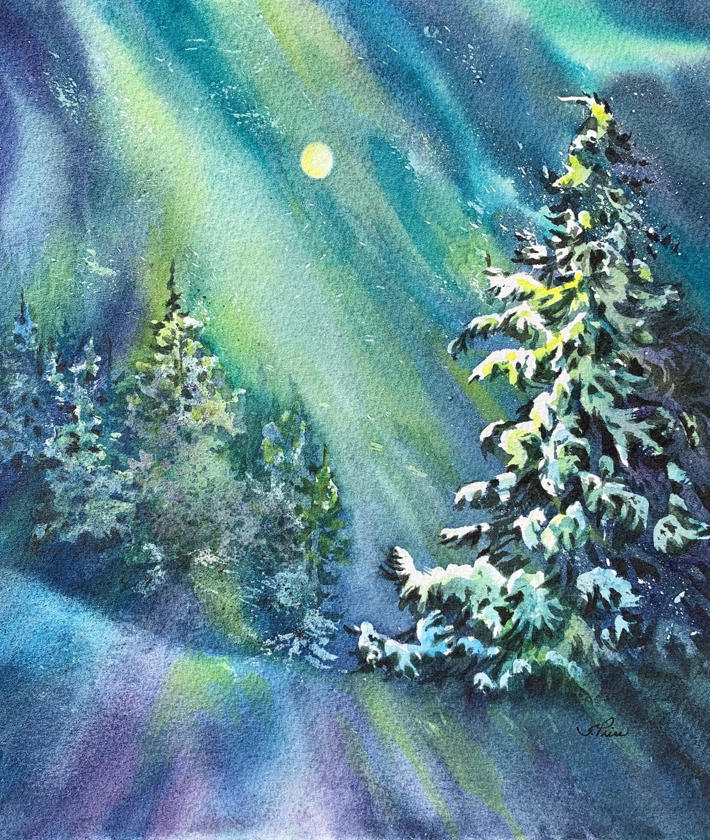 Framed Original Watercolour - MIDWINTER NIGHT
