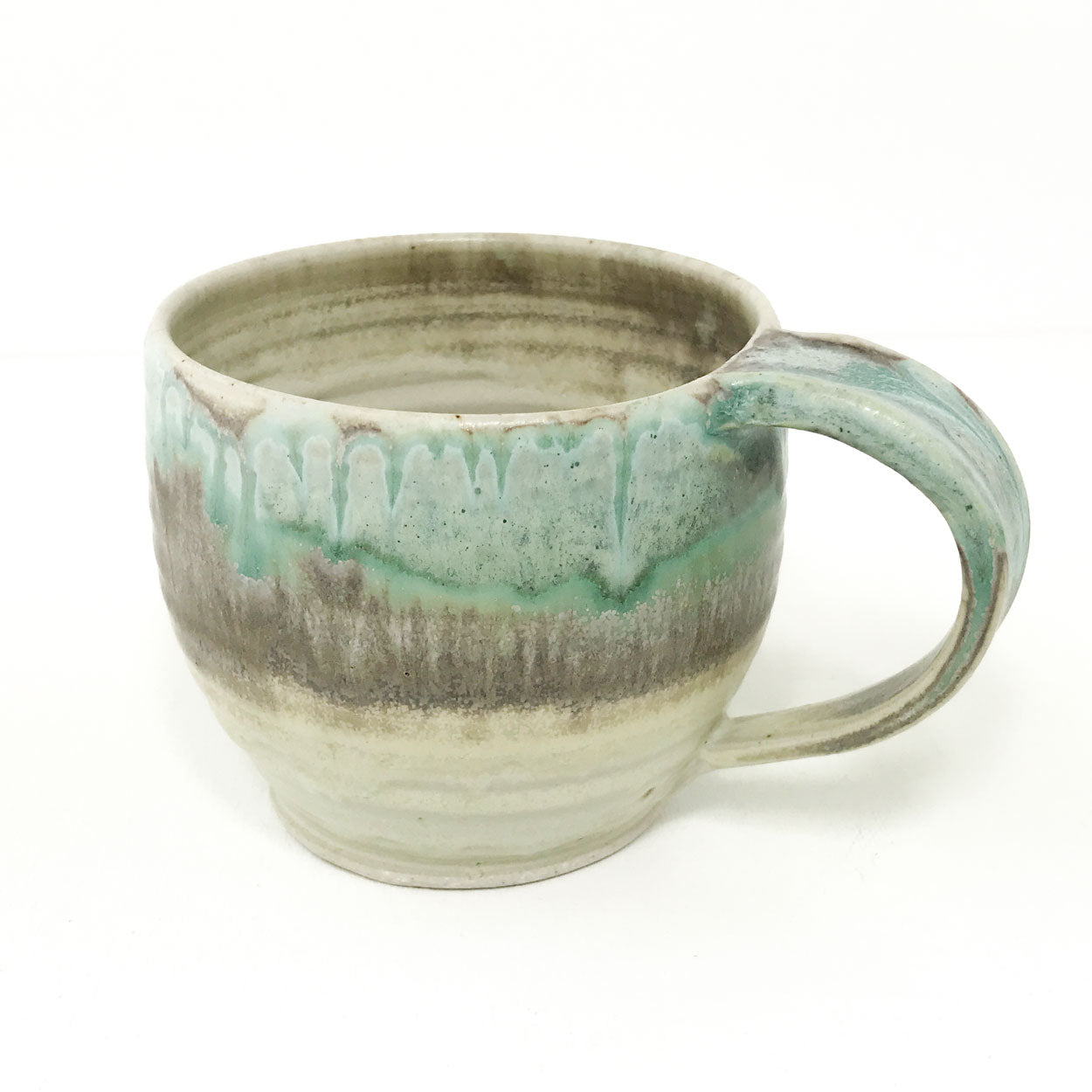 Pottery Latte Mug - Turquoise and Toast