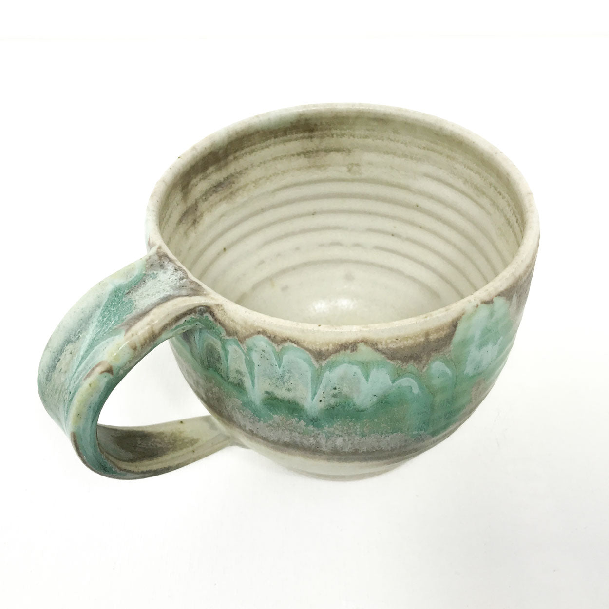 Pottery Latte Mug - Turquoise and Toast