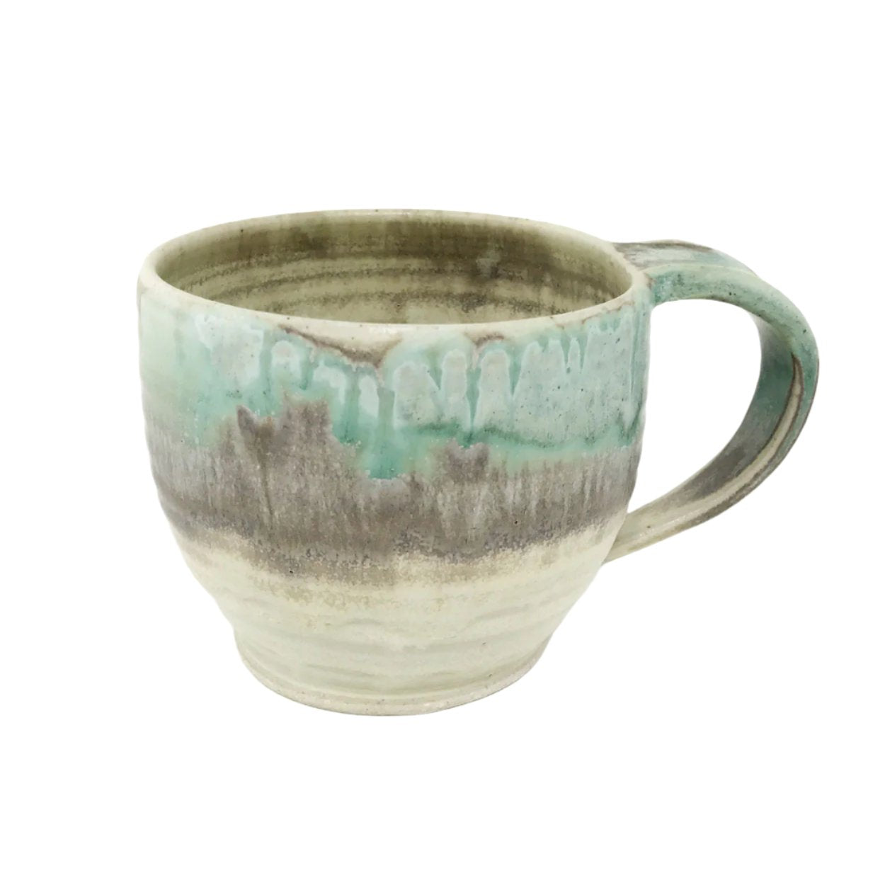 Pottery Latte Mug - Turquoise and Toast