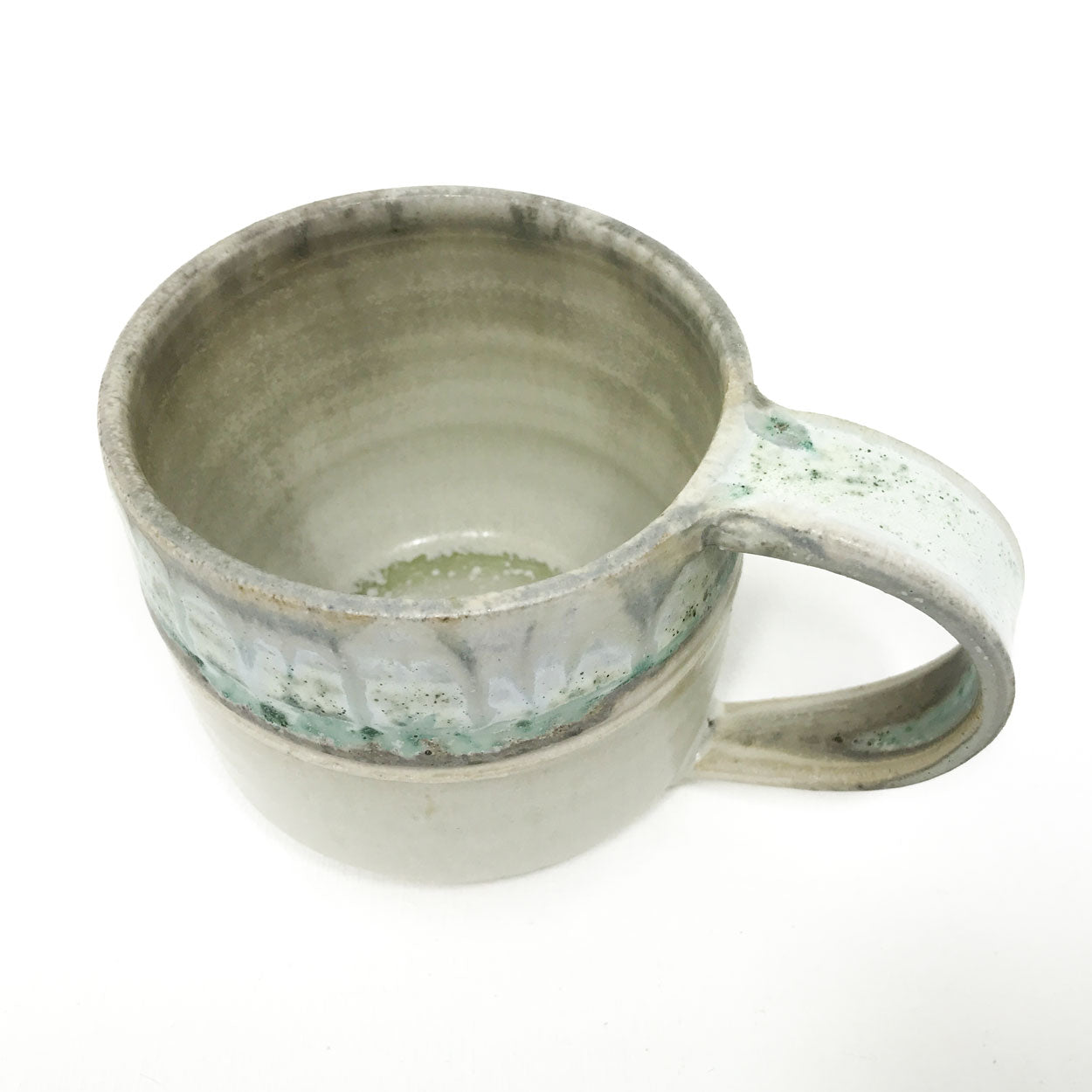 Pottery Shorty Mug - Turquoise and Toast