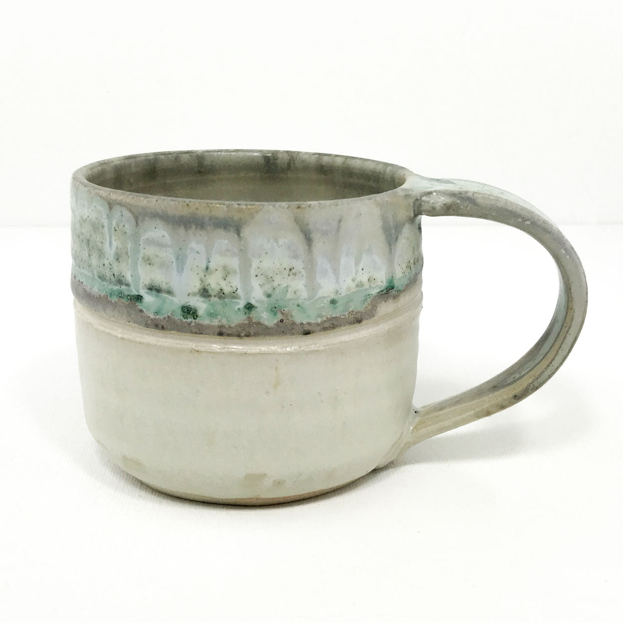 Pottery Shorty Mug - Turquoise and Toast