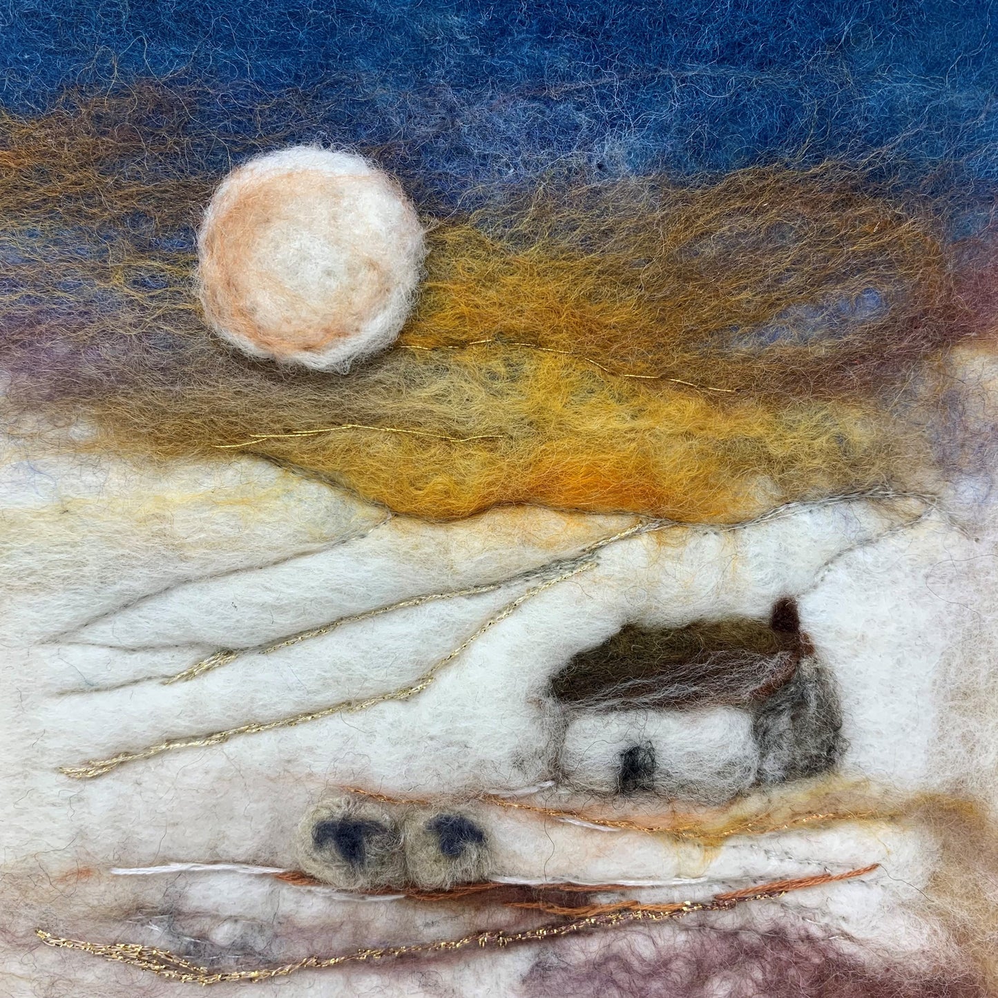 Original Felted Wool Landscape - SNOW IN THE GLEN