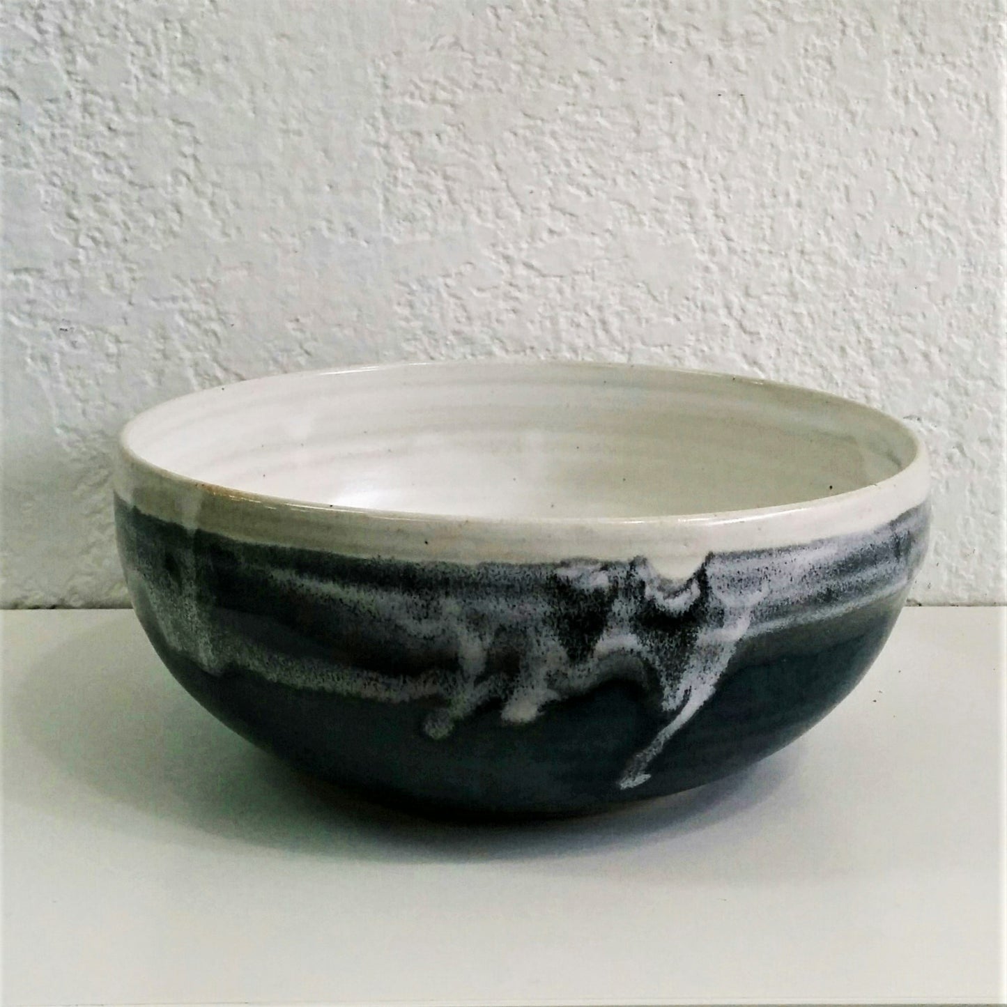 Pottery Fruit/Salad Bowl Md50 - turquoise and toast or navy blue