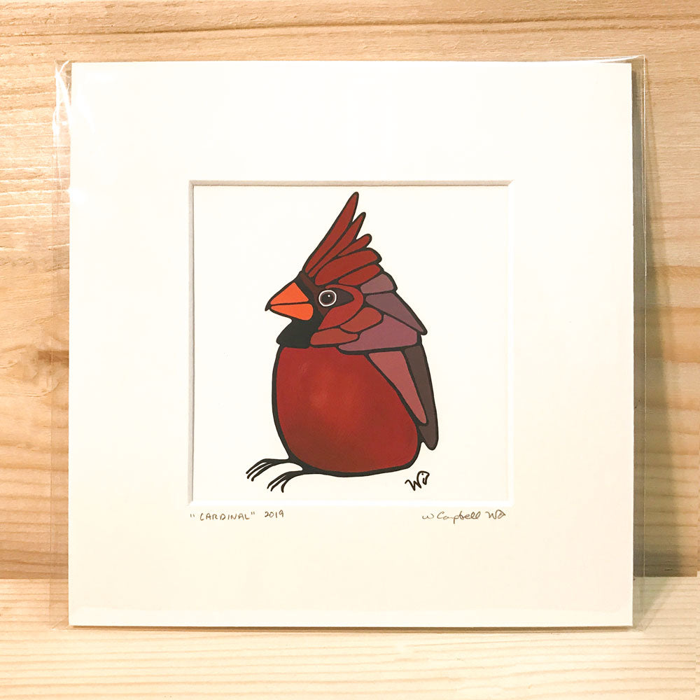 Matted Bird Prints - Cardinal, Chickadee, Blue Jay, Woodpecker, etc.