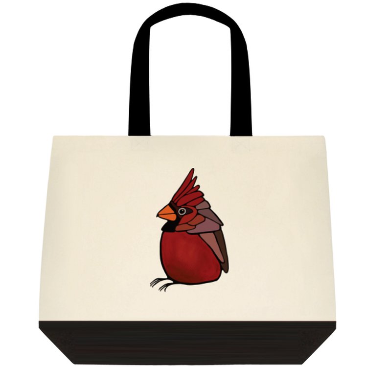 100% Cotton Canvas Tote Bag - Kingfisher or Cardinal or Downy Woodpecker