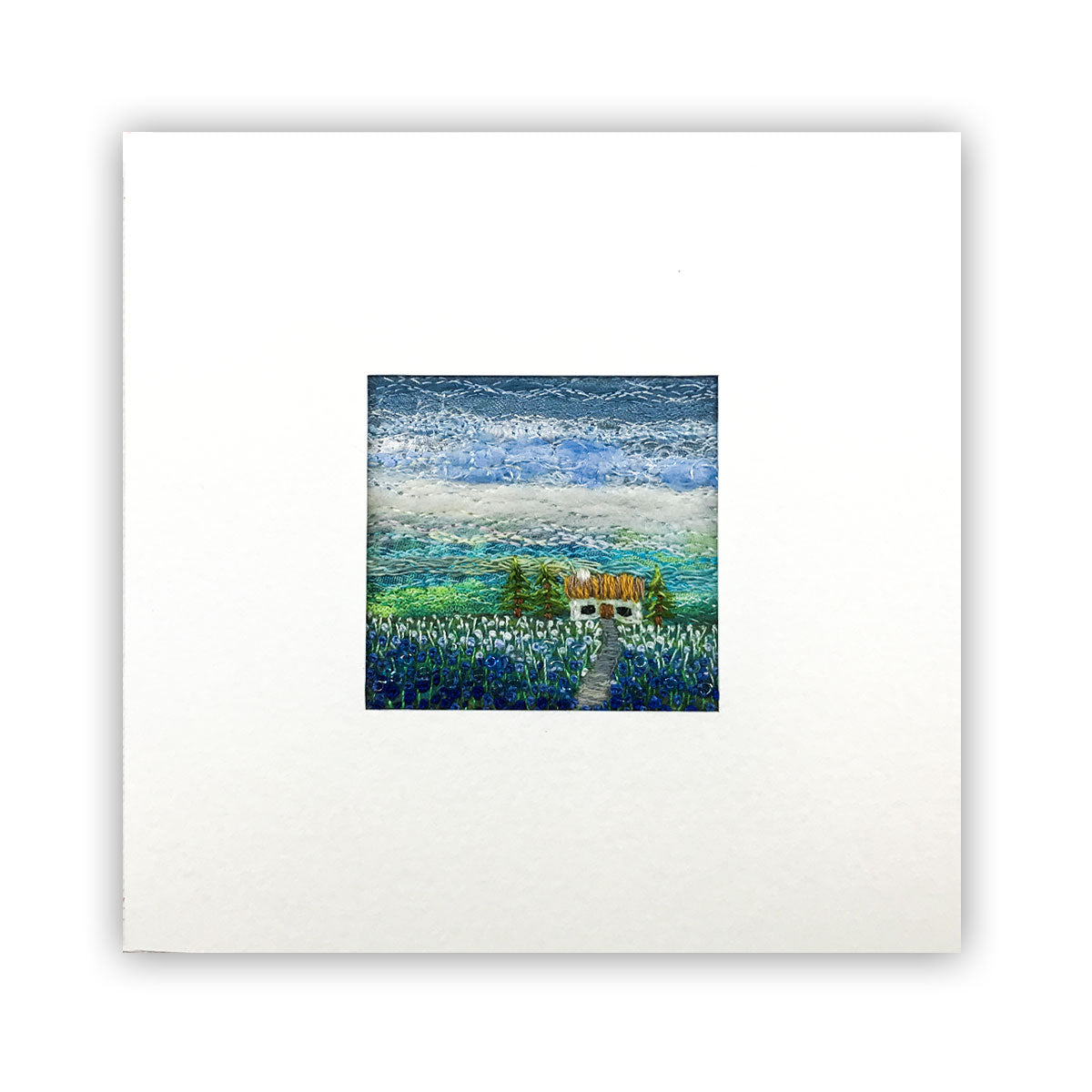 Note Card - Handmade Fibre Art Card - Tiny Cabin