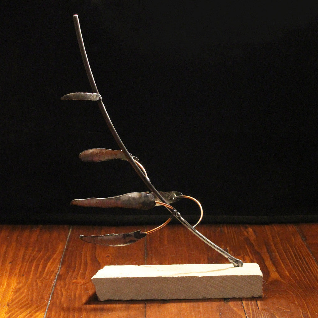 Metal Tree Sculpture with Cut Stone Base - Resilience Series