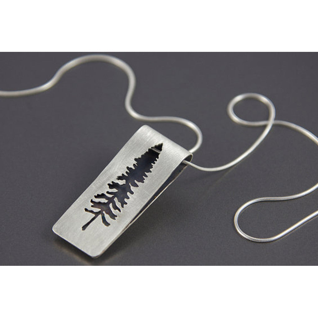 Sterling Silver Spruce Tree Folded Necklace