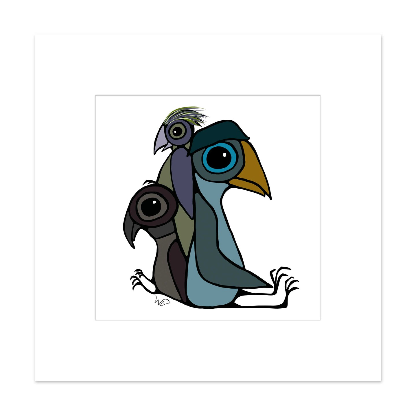 Matted Bird Prints - Cardinal, Chickadee, Blue Jay, Woodpecker, etc.
