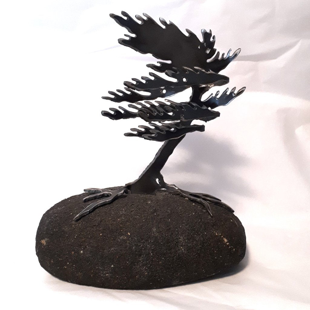 Cut-Steel Sculpture 120 - Tree on Granite