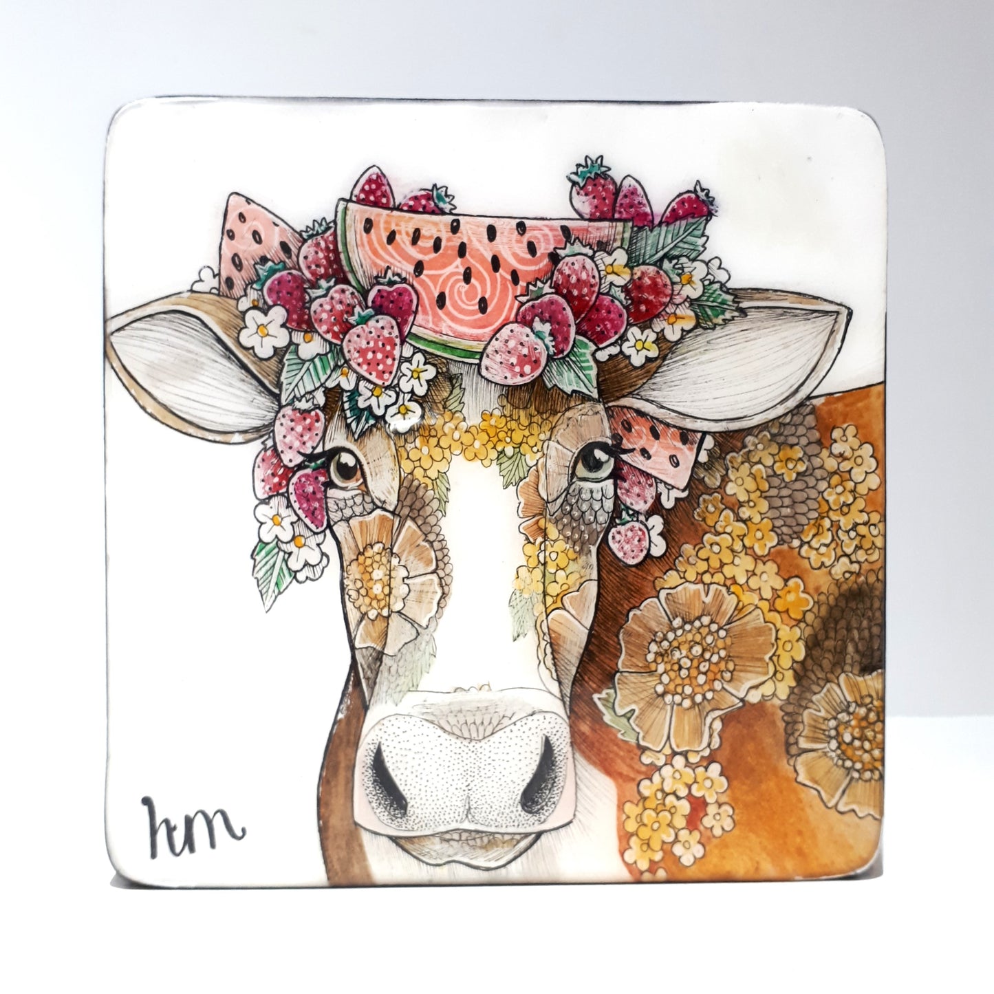 Original Ink and Pencil on paper - BERRY THE COW