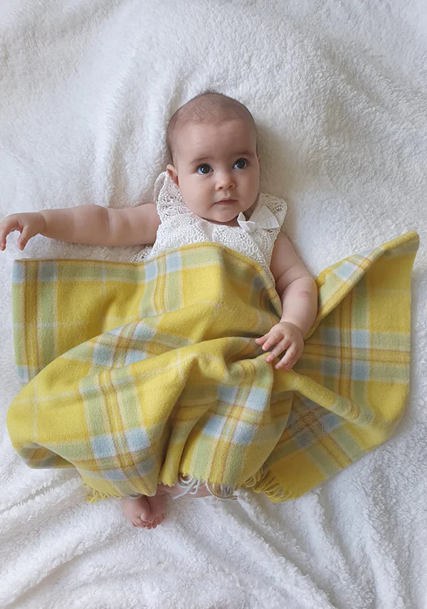 Tartan Baby Blanket - Lambs Wool - Sunflower Yellow